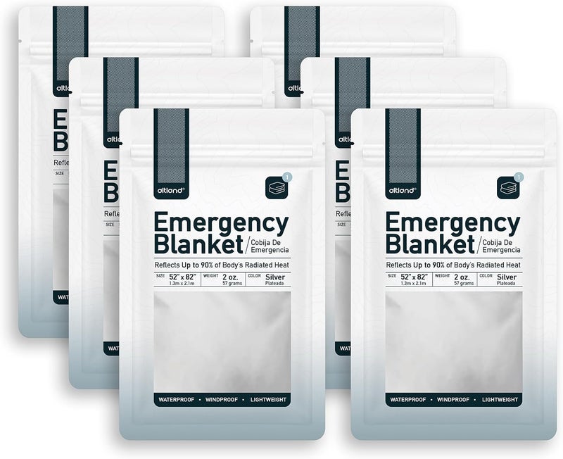 Altland 6 Pack of Emergency Blankets - Heat Reflective Blankets for Winter Survival Kits, Disaster Preparedness, Cold Weather Camping, and Homeless Care Packages - Image 1